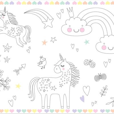 Coloring Placemats Unicorns & Rainbows - 6 pieces