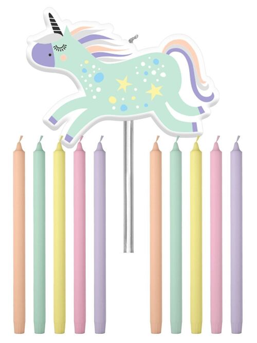 Candles Unicorns & Rainbows 10cm - 11 pieces