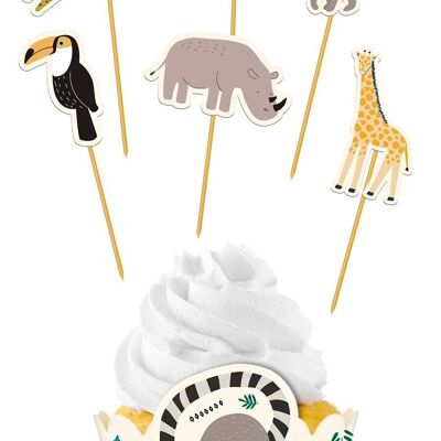 Cupcake Decoration Set Zoo Party - 12-piece