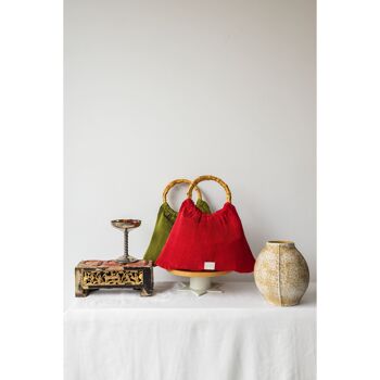 Sac plissé Anita anses bambou rouge 4