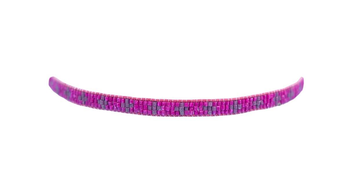 Bracciale con perline a croce stretta rosa viola e uva