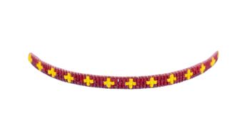Bracelet perlé croix étroite rouge et jaune