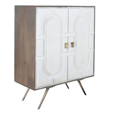 SIDEBOARD MANGO BRASS 93X41X114 WHITE RHOMBUS MB200453