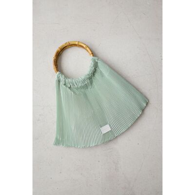 Anita pleated bag with mint green bamboo handles