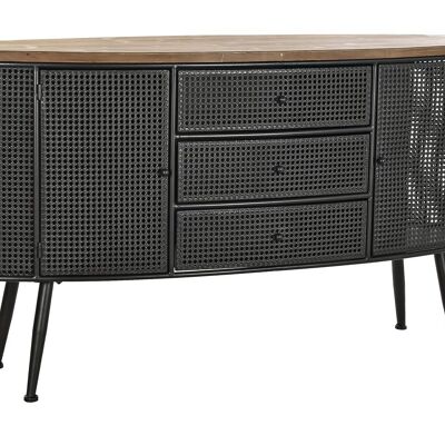 BUFFET IN ABETE METALLO 145,5X45X76 PORTAVINI NERO MB200586