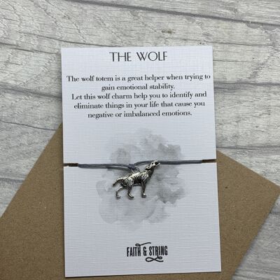 Regalo de lobo, pulsera de deseo de lobo, regalo de animal de espíritu de lobo, encanto de lobo, pulsera de lobo, tótem de lobo, lobo de regalo de mejor amigo, lobo solitario, lobo GOT