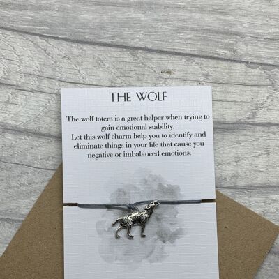 Cadeau de loup, bracelet de souhait de loup, cadeau d'animal d'esprit de loup, breloque de loup, bracelet de loup, totem de loup, loup de cadeau de meilleur ami, loup solitaire, loup GOT