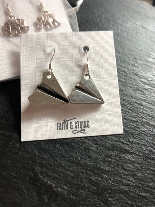 Paper Plane Earrings, Charm Earrings, Silver Earrings, Paper Plane Charm, Silver Jewellery, Origami jewellery, Origami plane, gift for her