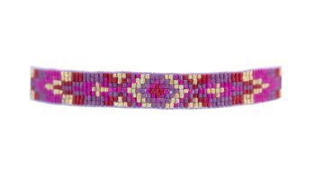 Bracelet perlé aztèque rouge et violet