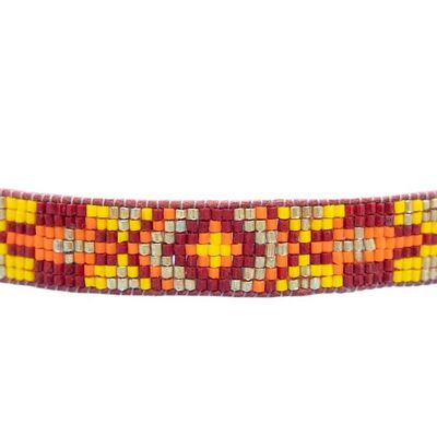 Rotes und orangefarbenes Azteken-Perlenarmband