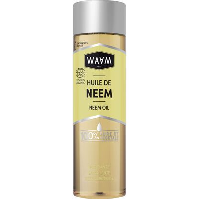 WAAM Cosmetics – BIO-Neem-Pflanzenöl – 100 % rein und natürlich – Erste Kaltpressung – Reinigendes, nährendes und beruhigendes Öl – Anti-Akne-Behandlung, Schuppenbehandlung für Haare, Gesicht und Körper – 75 ml