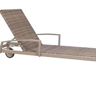 ALUMINUM SYNTHETIC RATTAN SUNLOUNGER 195X78X30 WHEELS MB200803