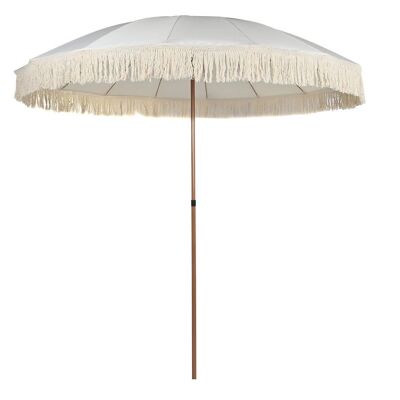 PARASOL ACIER POLYESTER 250X250X236 FRANGES BEIGE MB200819