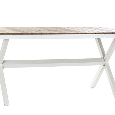 Tisch aus Kunstharz und Aluminium, 200 x 90 x 75, weiße Holzoptik, MB200825