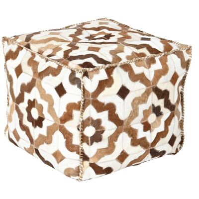 POLYESTER LEATHER POUF 45X45X40 BROWN RHOMBOS MB200882