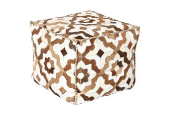 POUF CUIR POLYESTER 45X45X40 LOSANGES MARRON MB200882 1