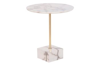 TABLE D'APPOINT RÉSINE ACIER 45X45X50 SIMIL MARBRE MB199659 1