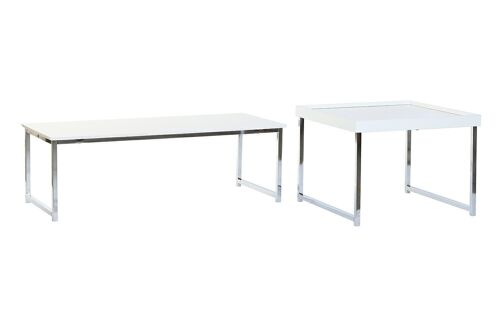 MESA CENTRO SET 2 ACERO MDF 110X48X45 BLANCO MB199664