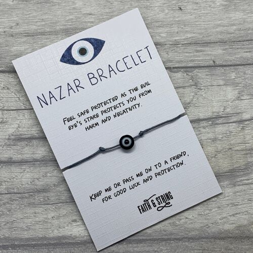 Nazar Wish Bracelet, Evil Eye Friendship Bracelet, Good Luck Card, Good Luck Travel Wishlet, Nazar Eye Talisman Gift