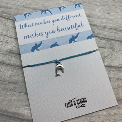 Dolphin Gift, Dolphin Wish Bracelet, Inspirational Gift, Dolphin Charm, Dolphin Bracelet, Dolphin gift for her, thinking of you card