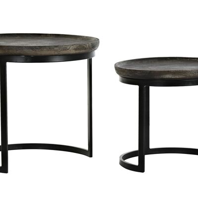 TABLE D'APPOINT SET 2 POIGNEE METAL 55X55X50 NOIR MB199886