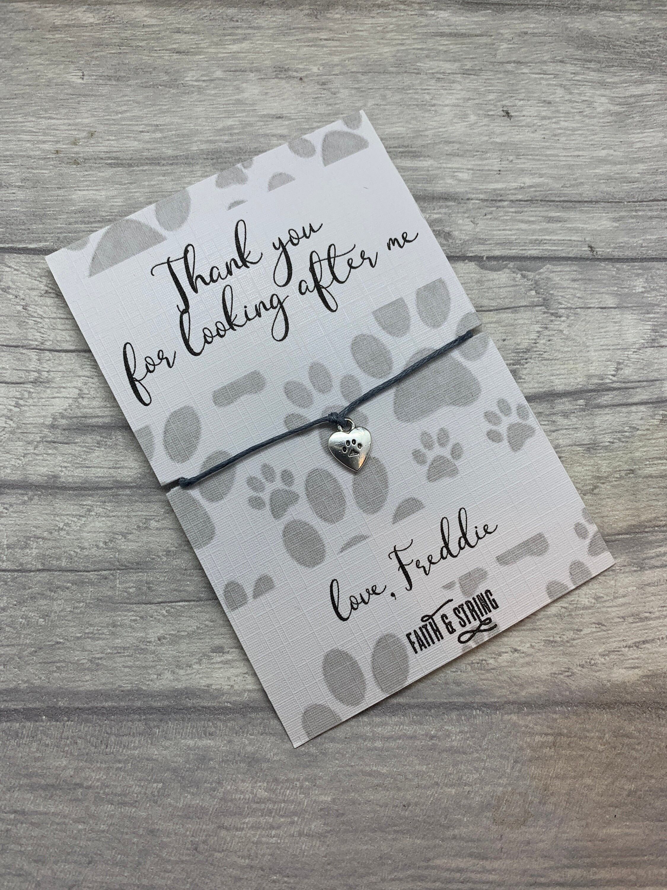 Haustiersitter Wunscharmband, Pfotenschnurarmband, personalisiert vom Hund, personalisierte Haustierhundesitterkarte, Katzensitterkarte, Haustierkarte