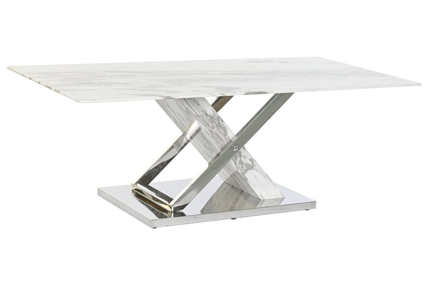 TAVOLINO ACCIAIO VETRO 120X60X42 SIMIL MARMO MB200030