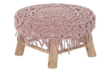 REPOSE PIED BOIS COTON 48X48X30 MACRAME MB200163 1