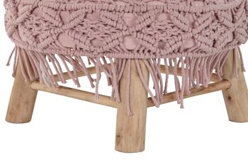 REPOSE PIED BOIS COTON 48X48X30 MACRAME MB200163 3