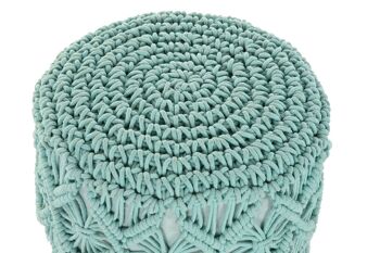 REPOSE PIED BOIS COTON 33X33X43 MACRAME MB200164 2