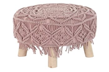 REPOSE PIED BOIS COTON 53X53X31 MACRAME MB200165 1