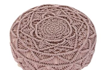 REPOSE PIED BOIS COTON 53X53X31 MACRAME MB200165 2