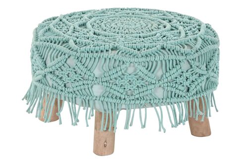 REPOSAPIES ALGODON MADERA 53X53X31 MACRAME MB200166