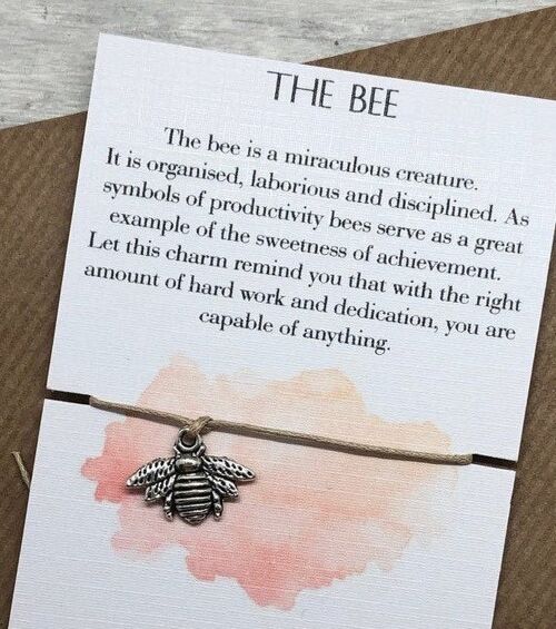 Bee Gift Be strong Gift Bee bracelet Strength bracelet wish charm bracelet lucky charm bracelet