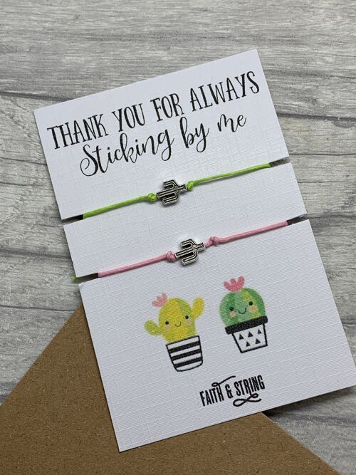 Cactus Gift, thank you gift, thank you cactus charm, thank you wish bracelet, thank you card, cactus christmas