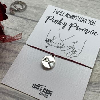 Bracelet de souhait de promesse pinky, cadeau de promesse pinky, carte de promesse pinky, charme de jure pinky, promesse pinky