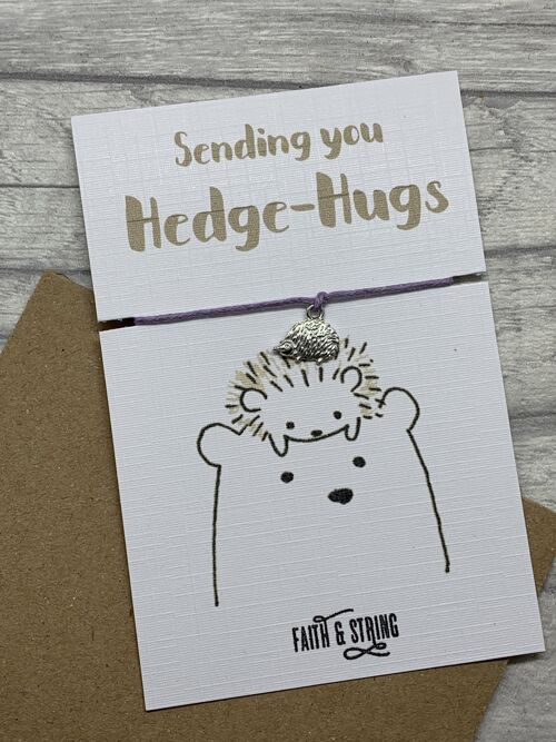 Hedge-hug Gift, Hedgehog Wish Bracelet, Hedgehog Christmas gift, hedgehog get well soon gift, hedge-hugs card