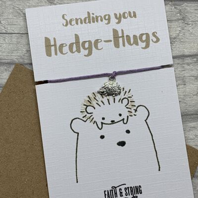 Hedge-hug Gift, Hedgehog Wish Bracelet, Hedgehog Christmas gift, hedgehog get well soon gift, hedge-hugs card
