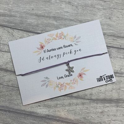 Personalised Auntie gift, aunties were flowers, Auntie friendship bracelet, gift for Aunt, gift for her, Auntie birthday gift