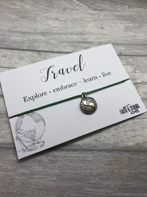 Travel Friendship Bracelet Wanderlust Globe Charm Volunteer gift bon voyage gift