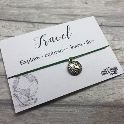 Travel Friendship Bracelet Wanderlust Globe Charm Volunteer gift bon voyage gift