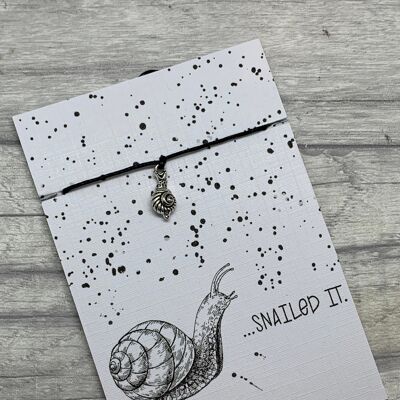 Snail Gift, Snail Wish Bracelet, Snailed it gift, snail charm, well done gift, congratulations gift.