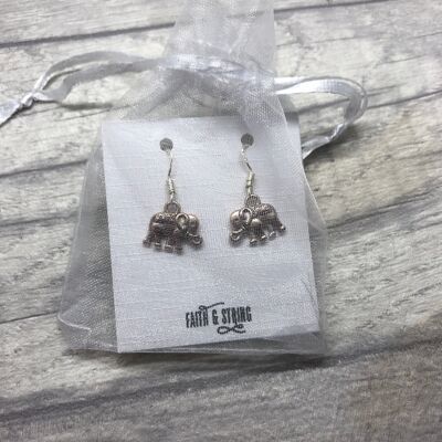 Elephant Earrings, Charm Earrings, Silver Earrings, Elephant Charm, Silver Jewellery, Elephant Lover Gift, Elephant Gift