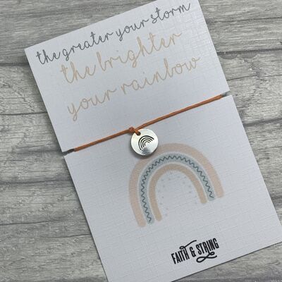 Rainbow inspiration bracelet, inspirational quote card, Rainbow baby gift, keep going gift, inspirational rainbow,