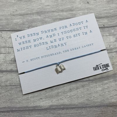 Regalo de libro, regalo de ratón de biblioteca, regalo de geek, pulsera de encanto de libro, pulsera de amante de los libros, regalo de biblioteca, regalo de gatsby, regalo de biblioteca, regalo de aislamiento