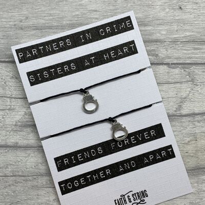 Partners in Crime Gift, Matching Friendship Bracelet, Sister Gift, Best friend gift