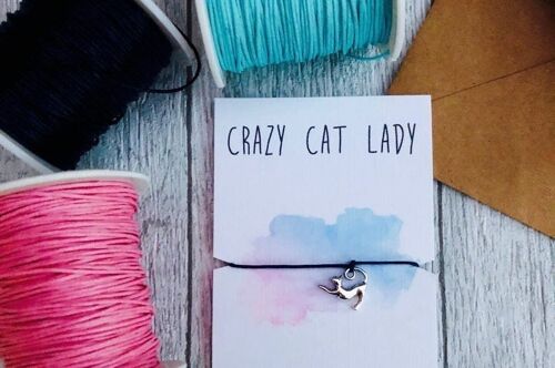 Crazy cat lady gift Gift for cat lover cat charm bracelet gift from the cat