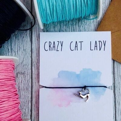 Crazy cat lady gift Gift for cat lover cat charm bracelet gift from the cat