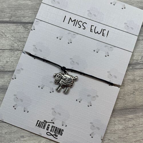 I miss you gift, miss ewe gift, quirky gift, distance friend gift, lockdown card, miss you card, card for best friend, sheep charm gift