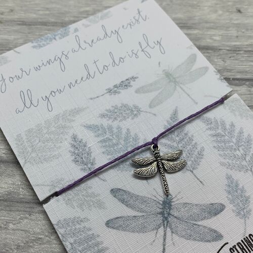 Dragonfly Gift, Dragonfly Wish Bracelet, Inspirational Gift, best friend gift, daughter gift, good luck gift, good luck card,dragonfly charm